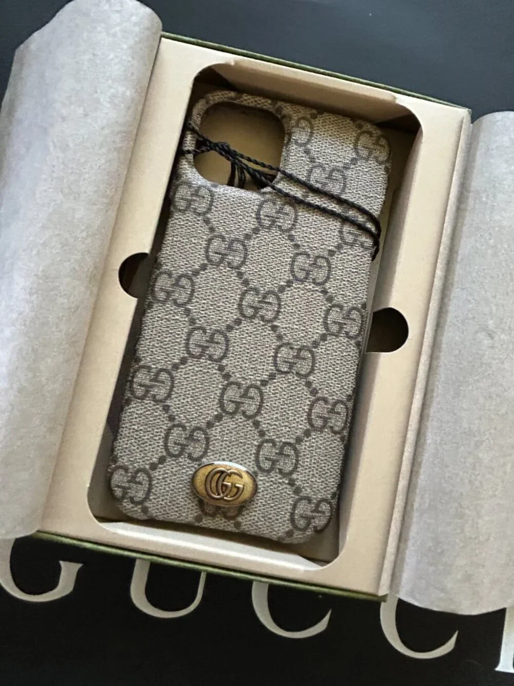 NWT Authentic GUCCI Ophidia GG Supreme iPhone 14 Case 753609